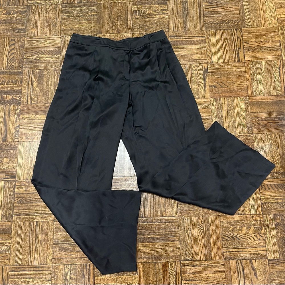 Valentino Women’s Wide-Legged Black Silk Trousers | Size 12 US (48 IT)